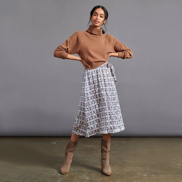 ANTHROPOLOGIE | Teresea Textured Satin Midi Skirt | NWT - Picture 2 of 6